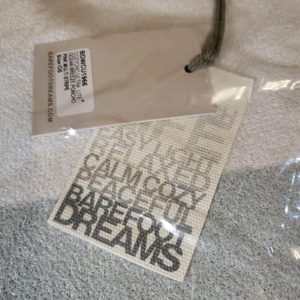 Barefoot Dreams Cozy Chic Ultra Lite Ocean Breeze Poncho One Size Pink Multi - Picture 4 of 6